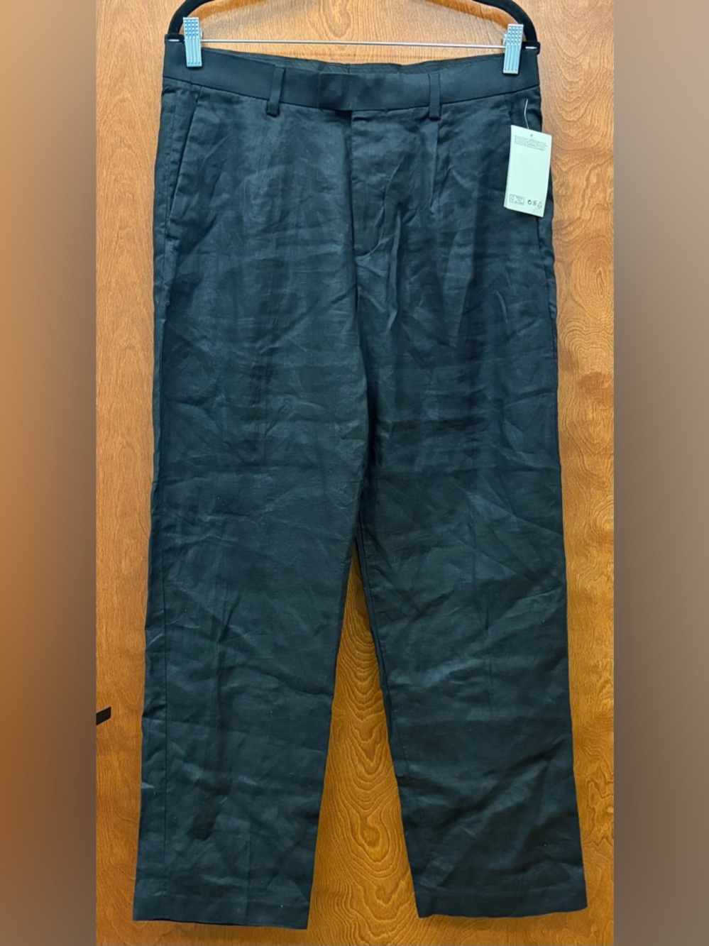 H&M Men’s 100% Linen Pleated Slim Fit Suit Pants/Trousers Black NWT Size 30x29